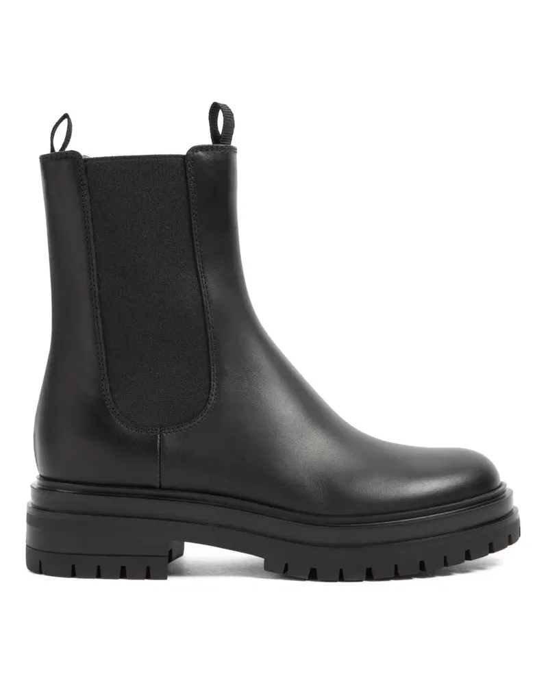 Gianvito Rossi Stiefel Black Leather Biker Boots With Elasticated Inserts schwarz Schwarz