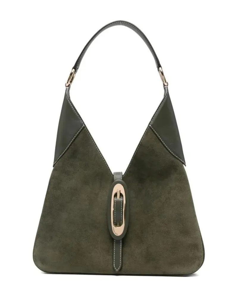 Michael Kors Hobo Bags Triangular Olive Green Leather Shoulder Bag grau Grau