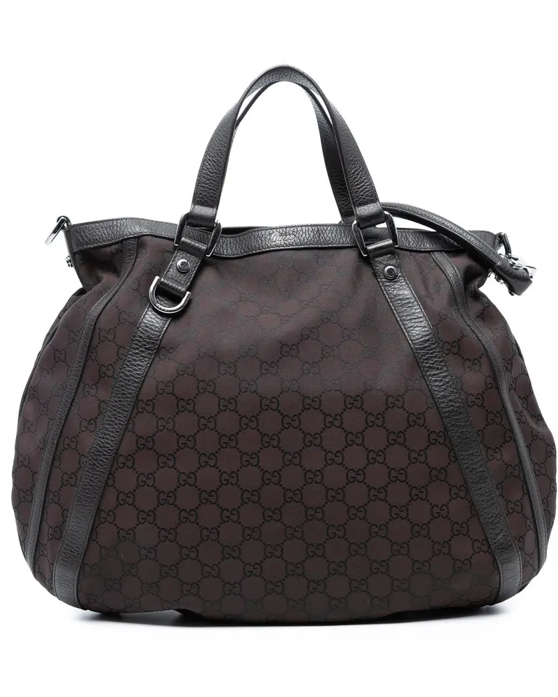 Gucci Hobo Bags GG Canvas Abbey D Ring Convertible Satchel braun Braun