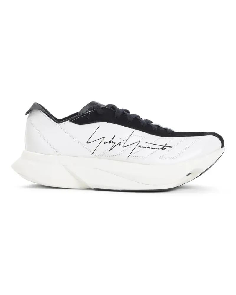 Y-3 Low-Top Sneaker Premium Leather And Rubber Sneakers With Iconic De weiß Weiß