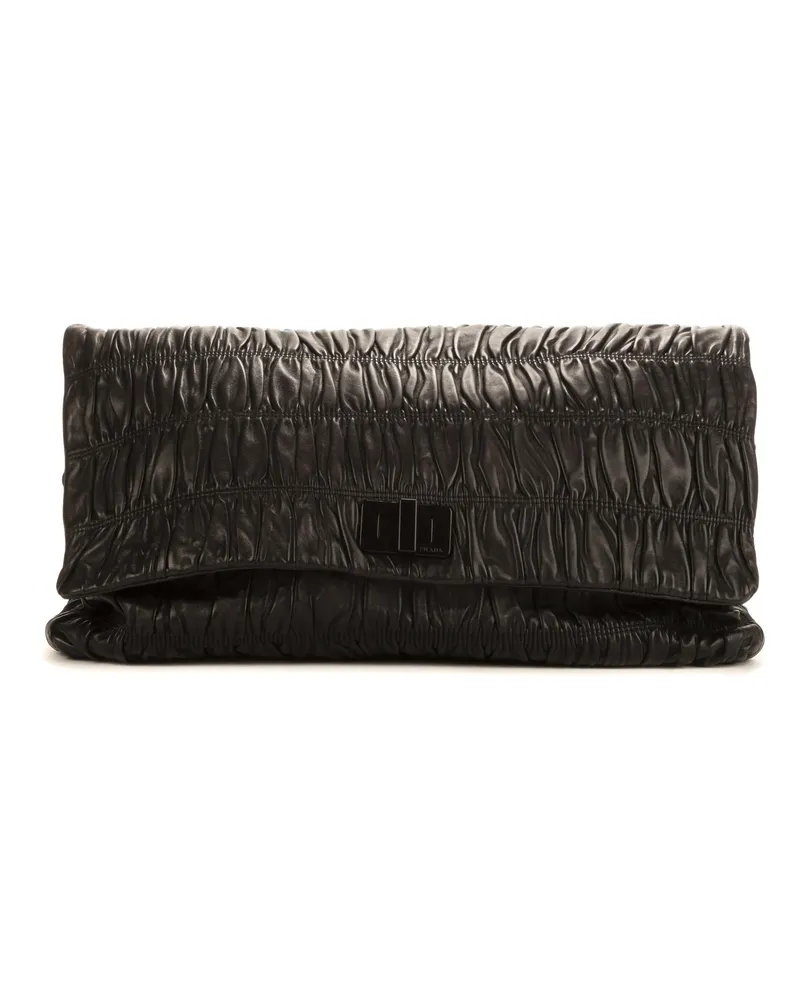 Prada Crossbody Bags Large Flap Clutch schwarz Schwarz