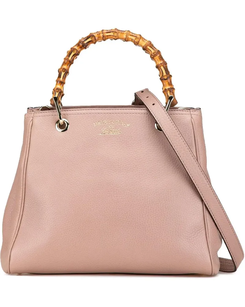 Gucci Hobo Bags 2000-2015 Small Calfskin Bamboo Shopper Satchel rosa Gold
