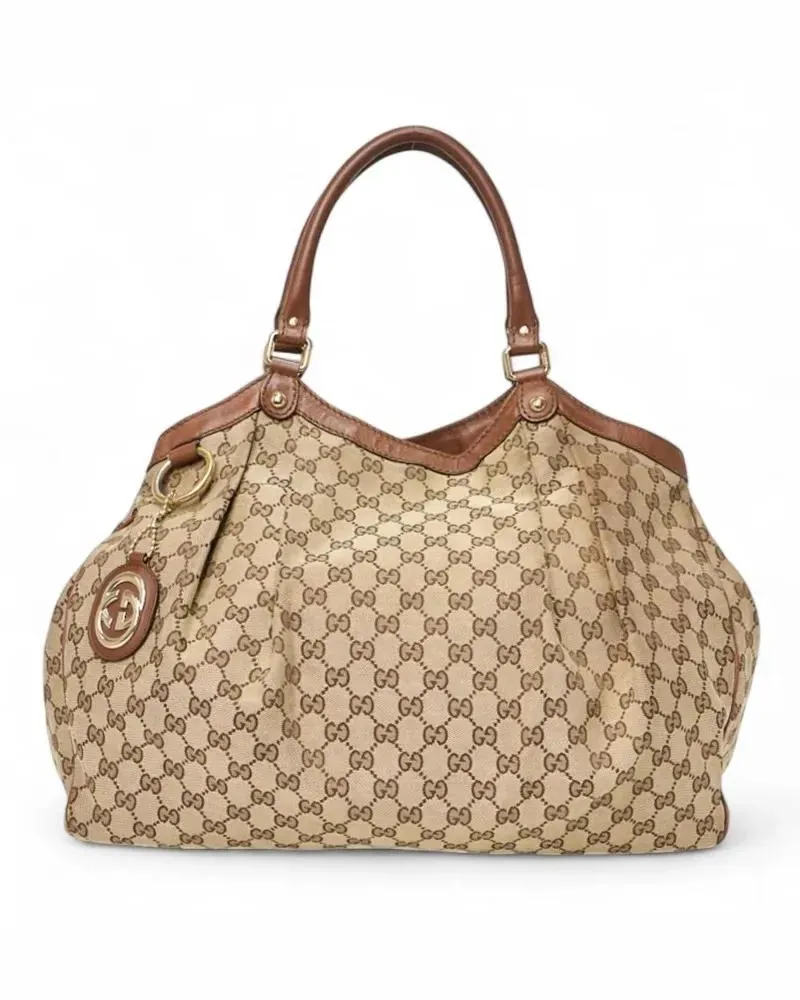 Gucci Hobo Bags Sukey Large Gg Supreme In Brown beige Beige