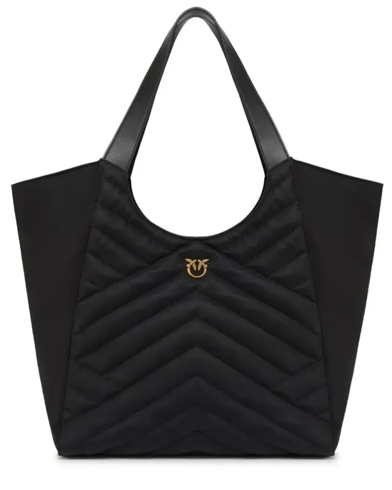 Pinko Shopper & Totes Quilted Black Nylon Tote Bag schwarz Schwarz