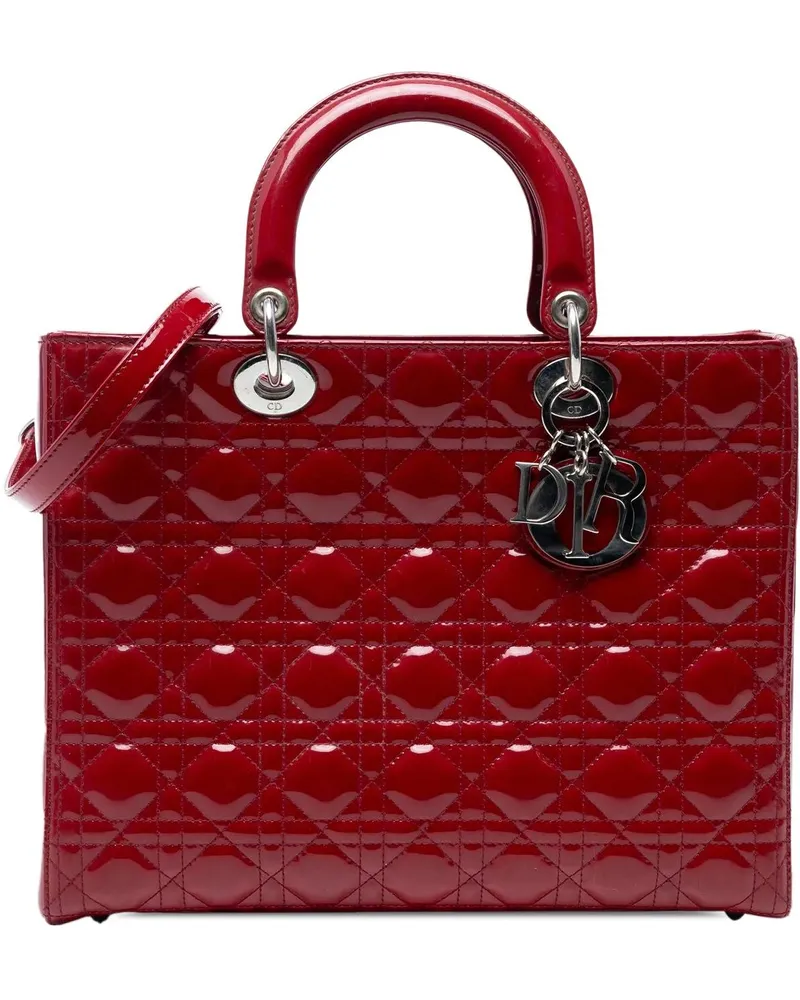 Dior Hobo Bags Large Patent Cannage Lady Dior rot Rot