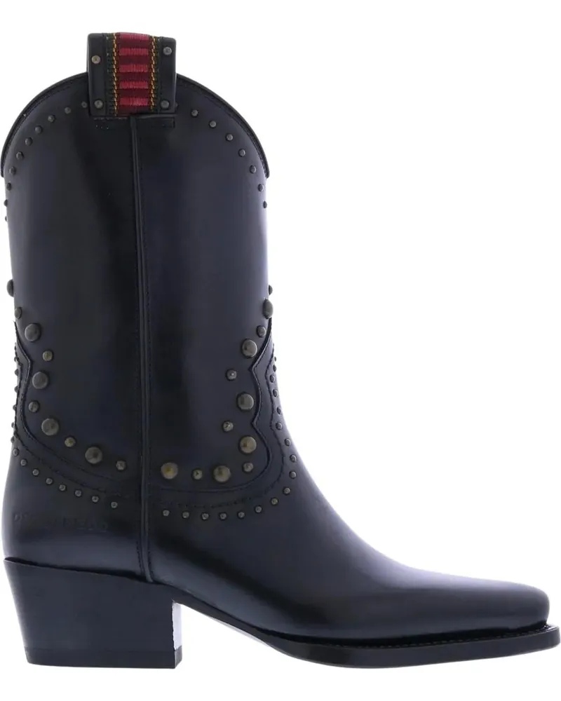 Dsquared2 Stiefeletten Dames Flat Boot West Studs schwarz Schwarz