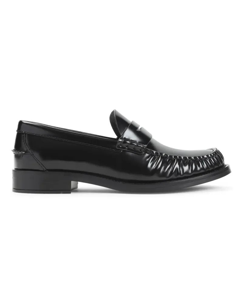 Prada Brushed Leather Loafers With Penny Strap And Polis schwarz Schwarz