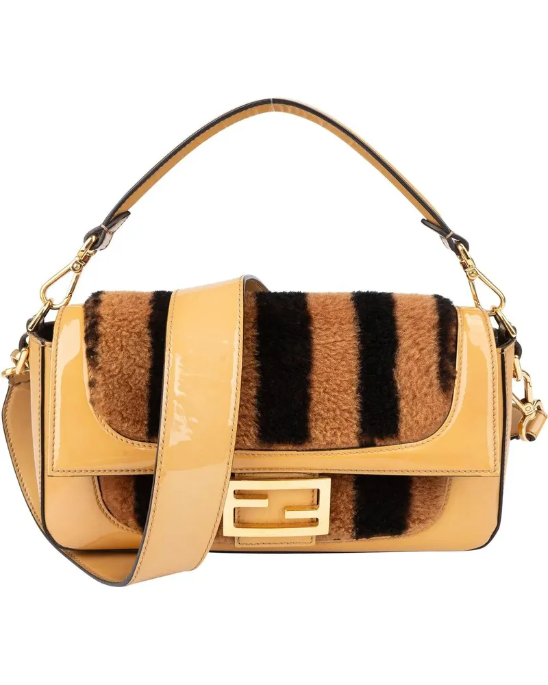 Fendi Crossbody Bags  Shearling Baguette Buckle Handbag beige Beige