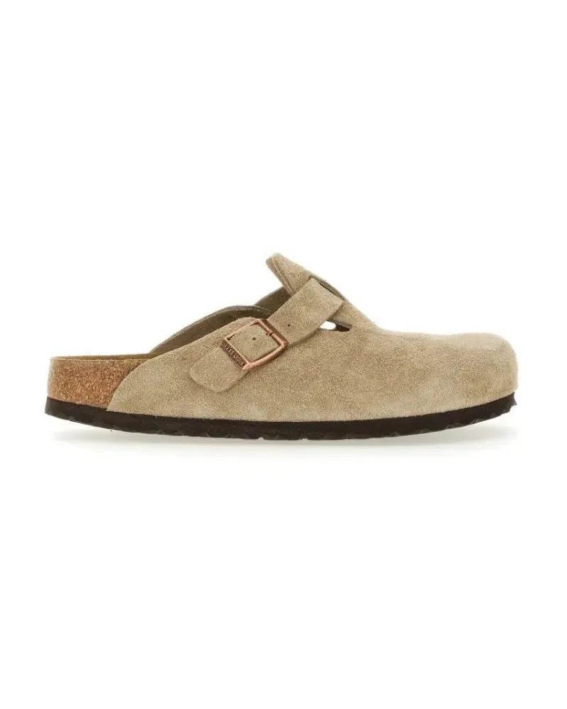 Birkenstock Slipper & Pantoletten Suede Mule Boston With Adjustable Strap beige Beige