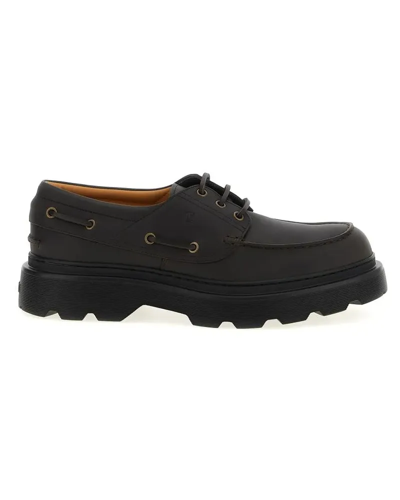 TOD'S Loafer Leather Boat Shoe schwarz Schwarz