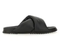 Loafer Twisted Design Lamb Leather Slides schwarz