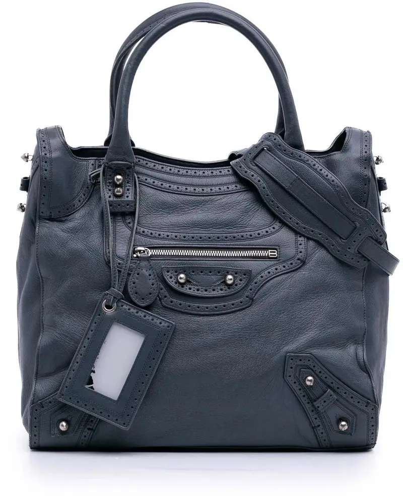 Balenciaga Hobo Bags Lambskin Motocross Classic Riva Velo Satchel blau Blau