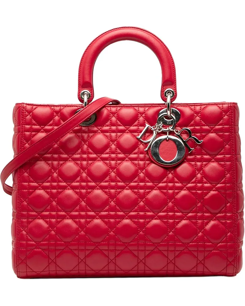 Dior Hobo Bags Large Lambskin Cannage Lady Dior rot Rot