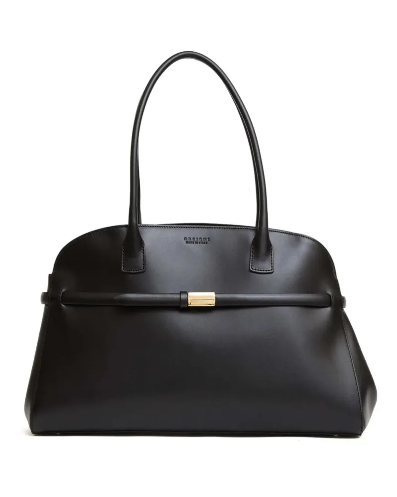 Orciani Hobo Bags Aura Large Black Leather Handbag With Minimalist D schwarz Schwarz
