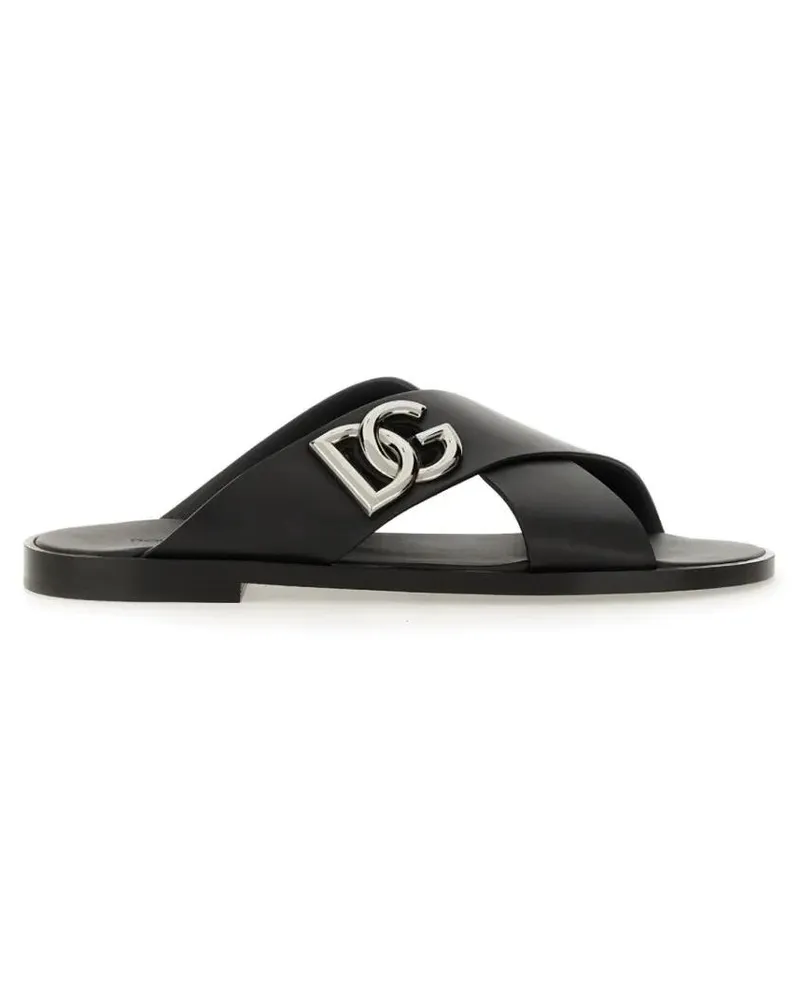 Dolce & Gabbana Loafer Leather Sandal schwarz Schwarz
