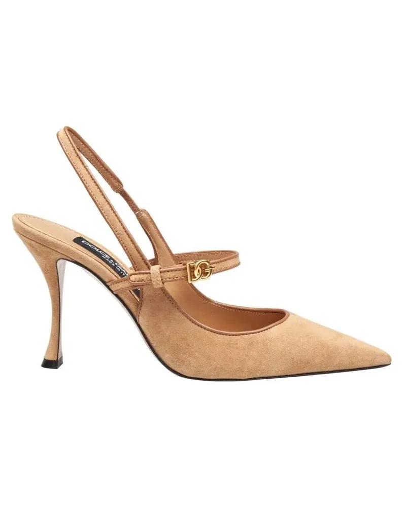 Dolce & Gabbana Hohe Schuhe Beige/Camel Suede And Nappa Slingbacks beige Beige