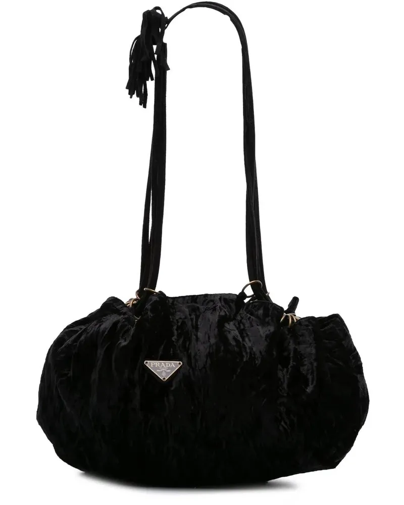 Prada Hobo Bags Velvet Shoulder Bag schwarz Schwarz