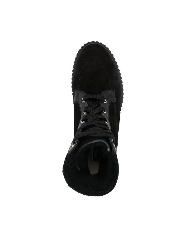 Baldinini Stiefel Rugged Black Leather Ankle Boots With Lace-Up Clos schwarz Schwarz