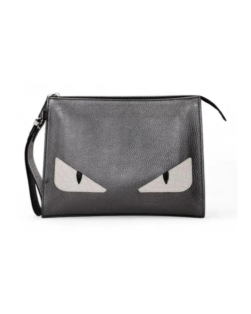 Fendi Clutches Clutch Monster Gray grau Grau