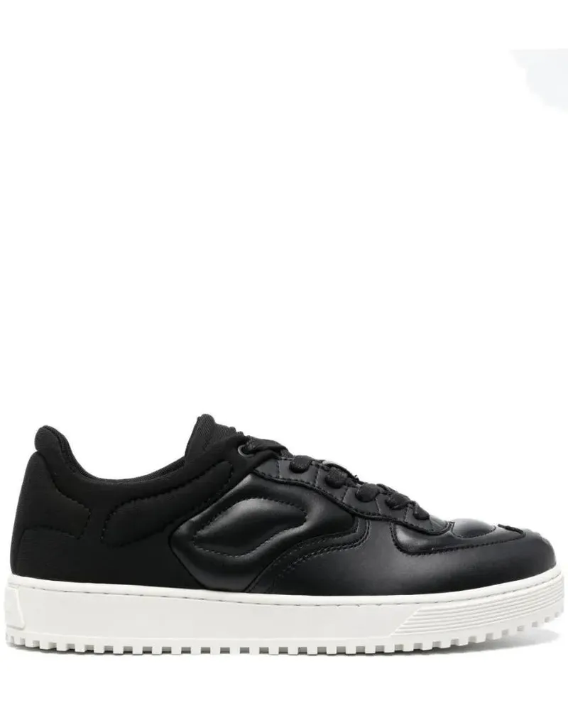 Emporio Armani Low-Top Sneaker Lace-Up Black Cowhide Trainers schwarz Schwarz
