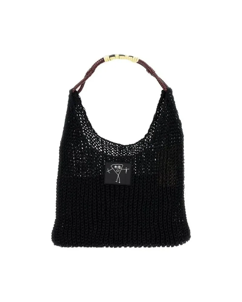 PLAN C Shopper & Totes Mesh Shopping Bag With Braided Handle schwarz Schwarz