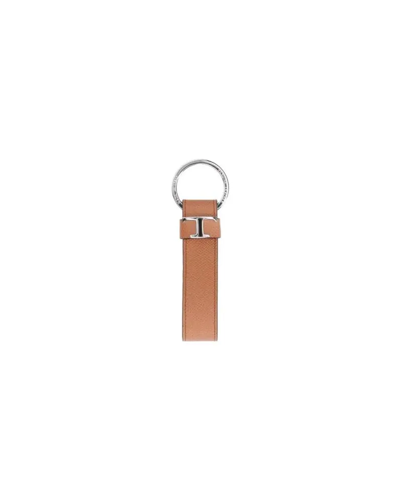 TOD'S Schlüssel- & Taschenanhänger Textured Brown Leather Keychain brown Braun