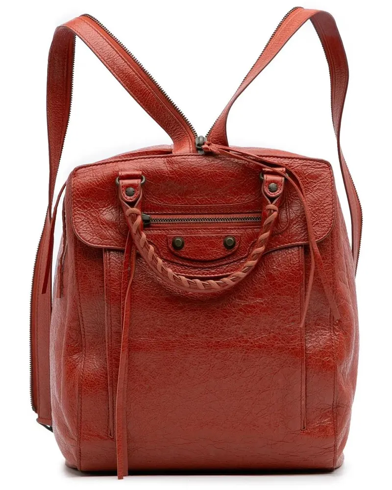 Balenciaga Rucksäcke Lambskin Motocross Classic Traveler Convertible Ba rot Rot