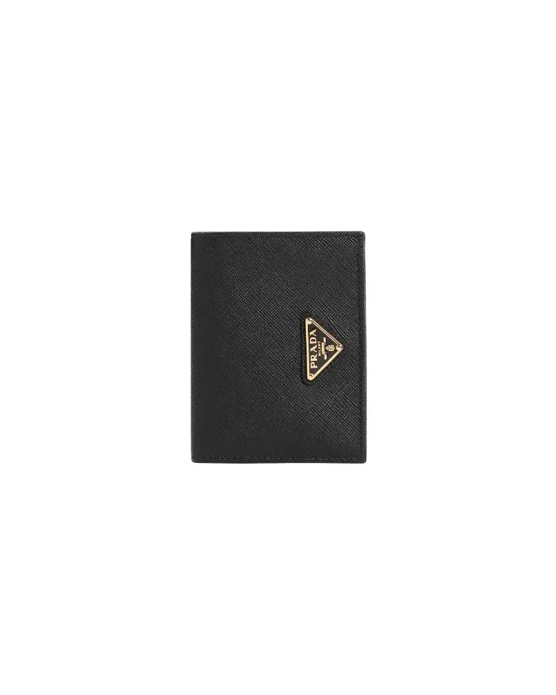 Prada Portemonnaies Black Calf Leather Wallet schwarz Schwarz