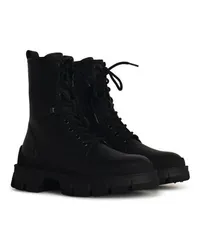 Moncler Boots & Stiefeletten Hevea' Black Matte Leather Ankle Boots Schwarz