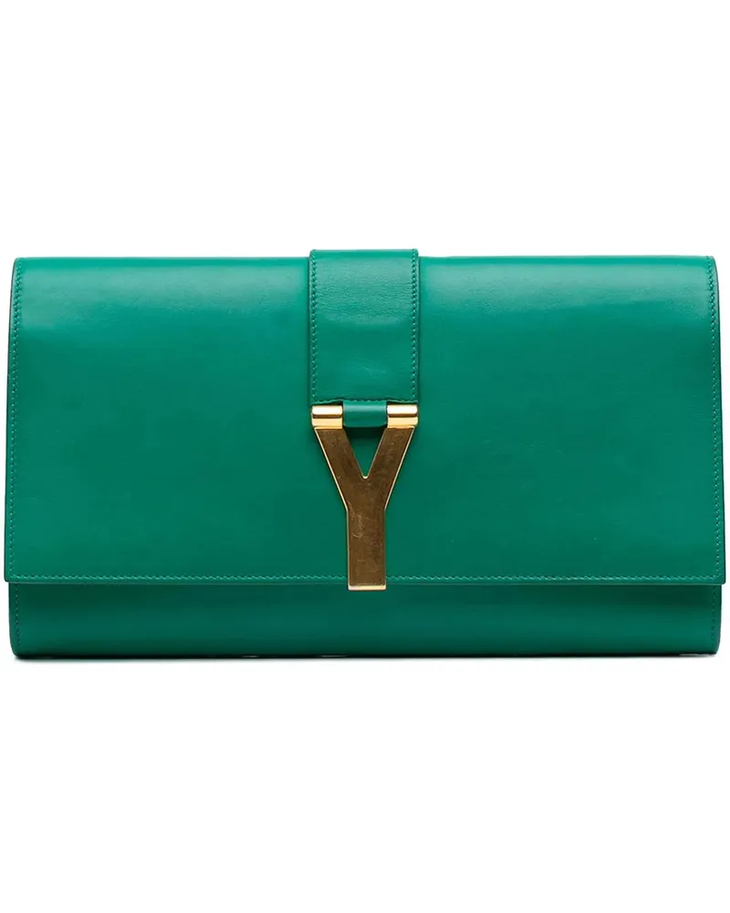 Saint Laurent Clutches Leather Chyc Ligne Clutch grün Grün