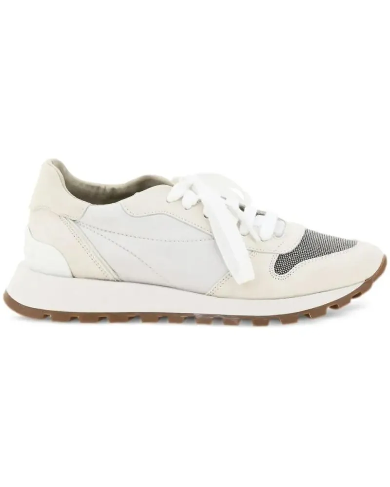 Brunello Cucinelli Low-Top Sneaker Color-Blocked Leather And Fabric Sneakers beige Beige