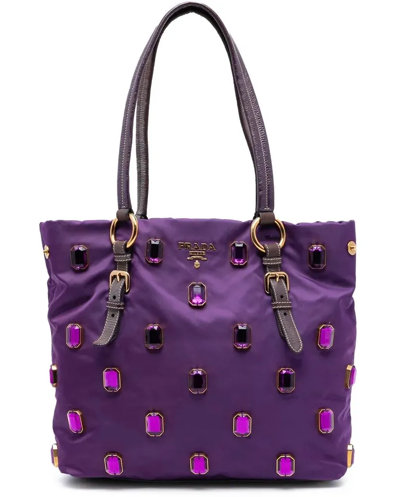 Prada Shopper Tessuto Pietre Jeweled Tote orange Orange