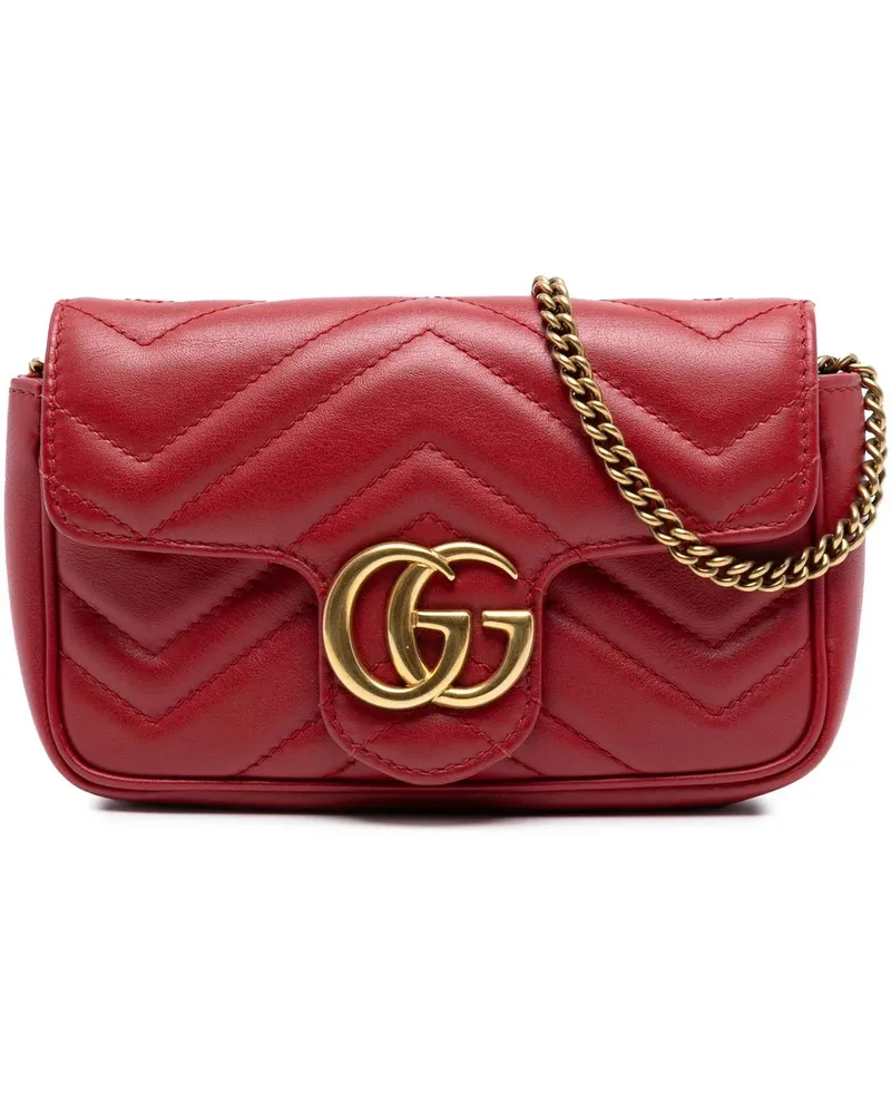 Gucci Hobo Bags Mini GG Marmont Matelasse Leather Flap Crossbody rot Rot