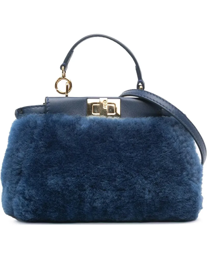 Fendi Hobo Bags Micro Shearling Peekaboo Satchel blau Blau