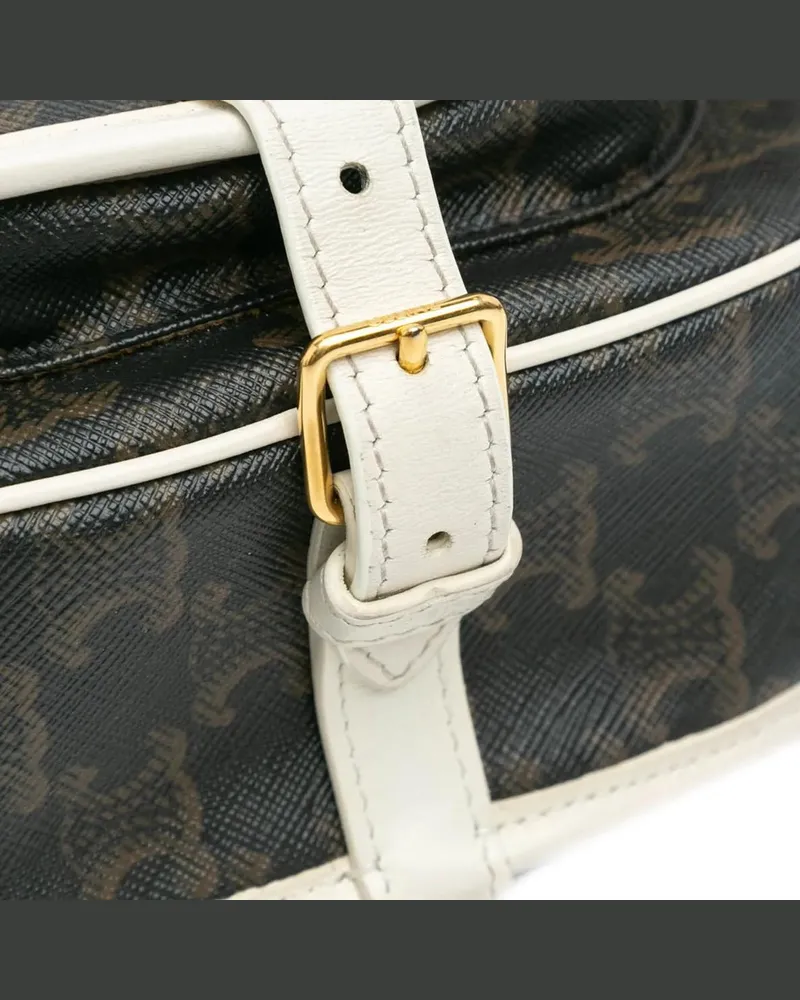Celine Hobo Bags 2020 Medium Triomphe Coated Canvas Folco Crossbody braun Braun