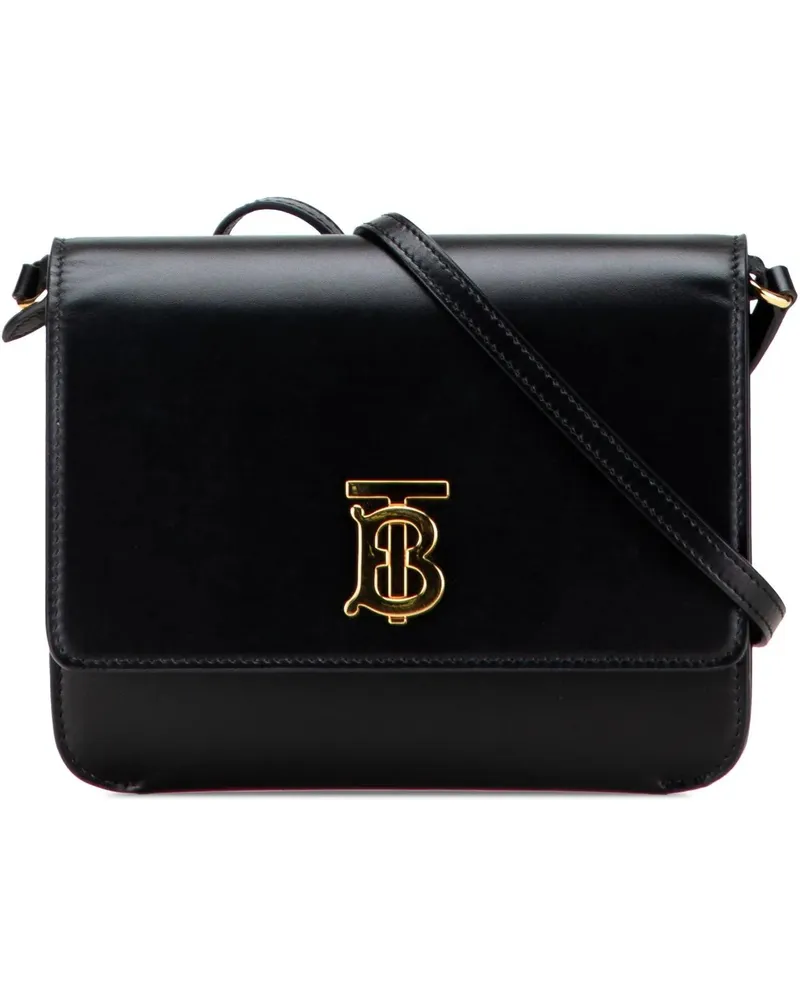 Burberry Hobo Bags Mini Leather TB Monogram Flat Crossbody schwarz Schwarz
