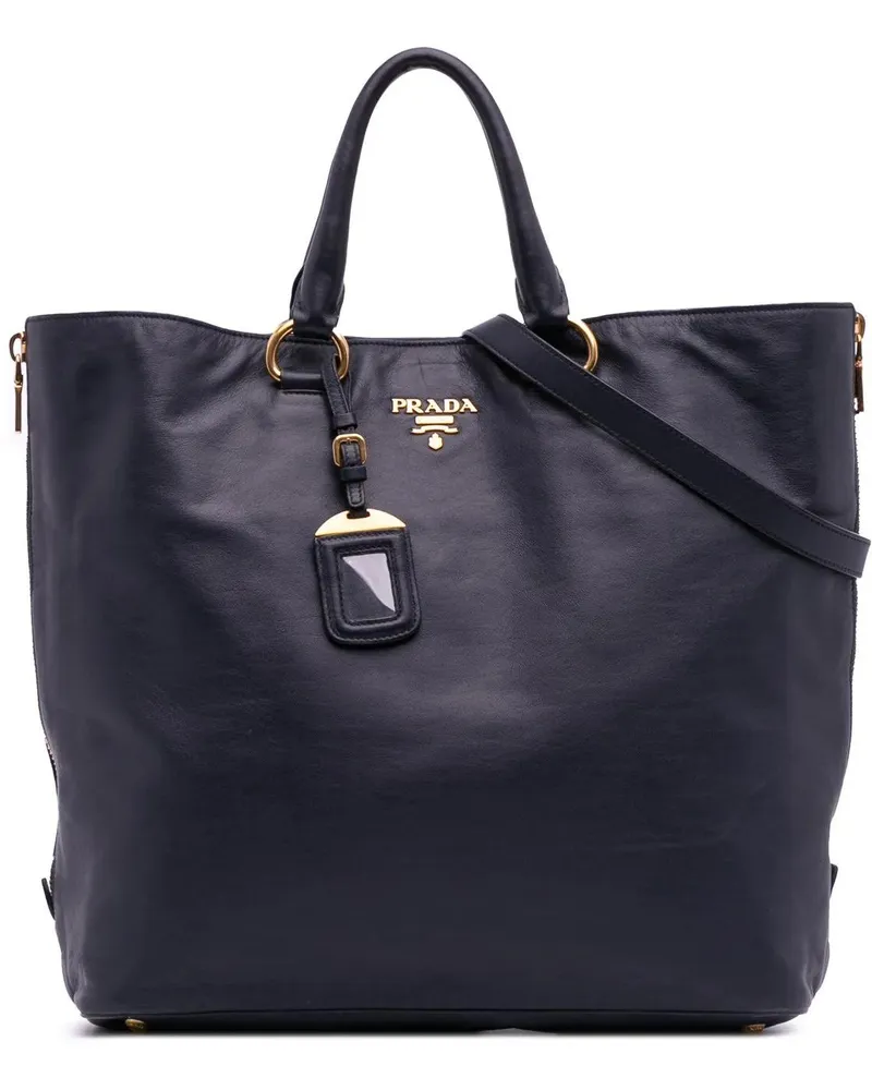 Prada Hobo Bags Soft Calf Open Convertible Tote blau Blau