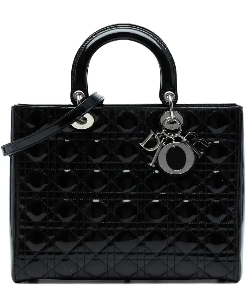 Dior Hobo Bags Large Patent Cannage Lady Dior schwarz Schwarz