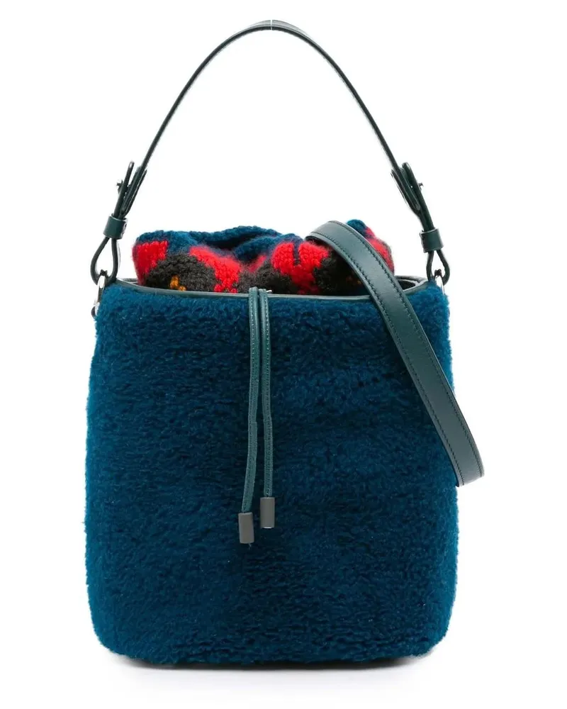 Loro Piana Hobo Bags Artemis Shearling And Knit Bucket Bag blau Blau
