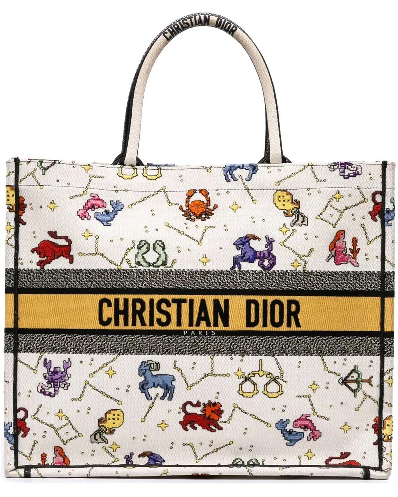 Dior Shopper Large Zodiac Pixel Zodiac Book Tote weiß Weiß