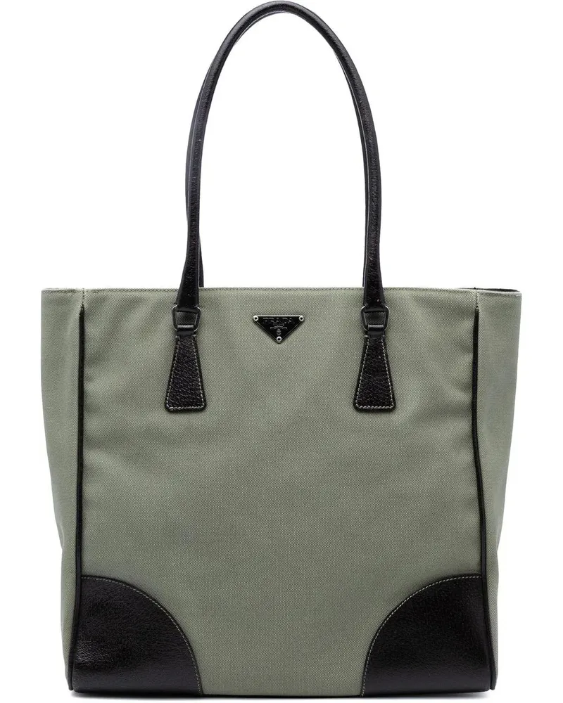 Prada Shopper Cinghiale Trimmed Canvas Canapa Tote grau Grau
