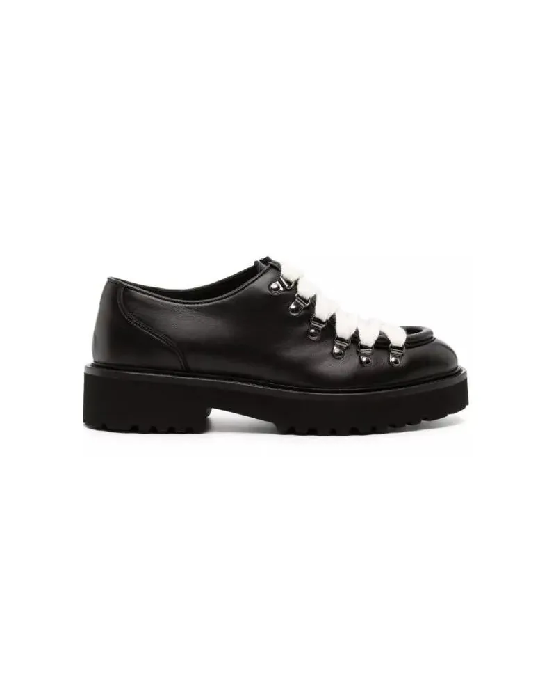 Doucal´s Low-Top Sneaker Leather Lace-Up Shoes schwarz Schwarz