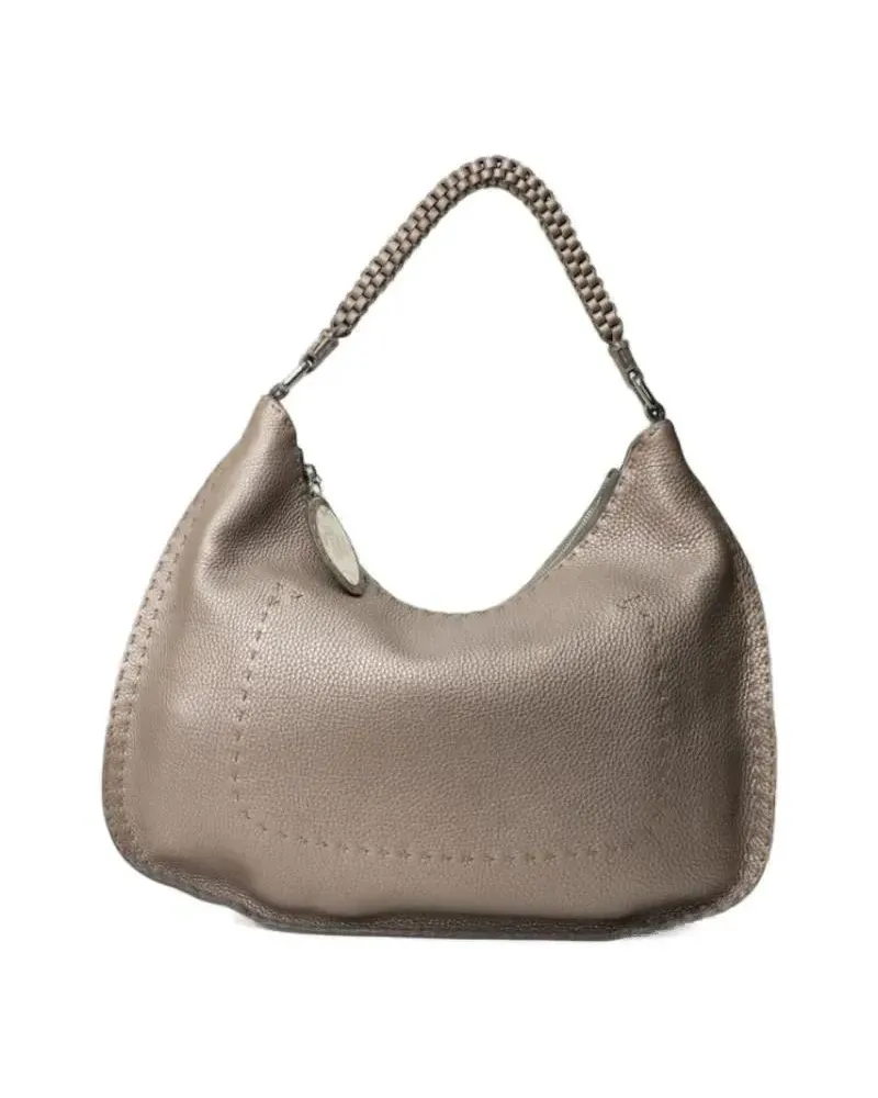 Fendi Crossbody Bags Hobo Bag Large Selleria Satin Grey grau Grau
