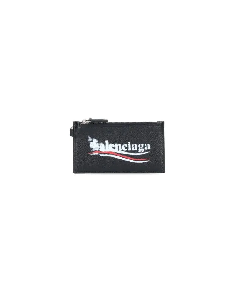 Balenciaga Portemonnaies Cash' Card Holder With Keychain – Black schwarz Schwarz
