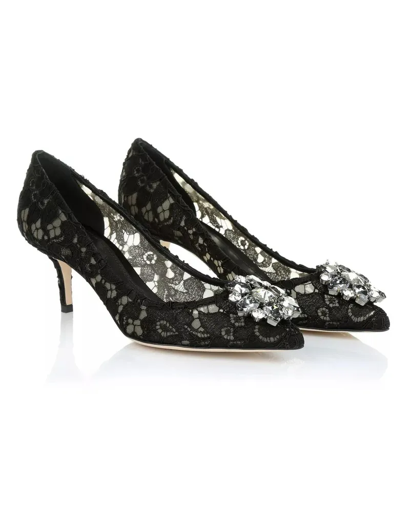 Dolce & Gabbana Pumps & High Heels Decollete Pizzo Bellucci Charmant + Raso Nero schwarz Schwarz