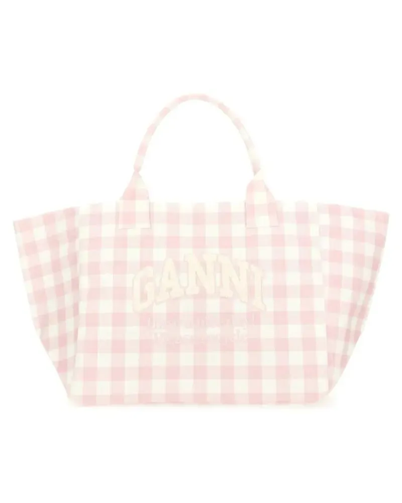 Ganni Shopper & Totes "Vicky Check Xxl" Tote Bag pink Rosa