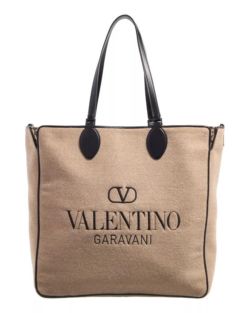 Valentino Garavani Shopper Big Tote Bag With Logo Beige