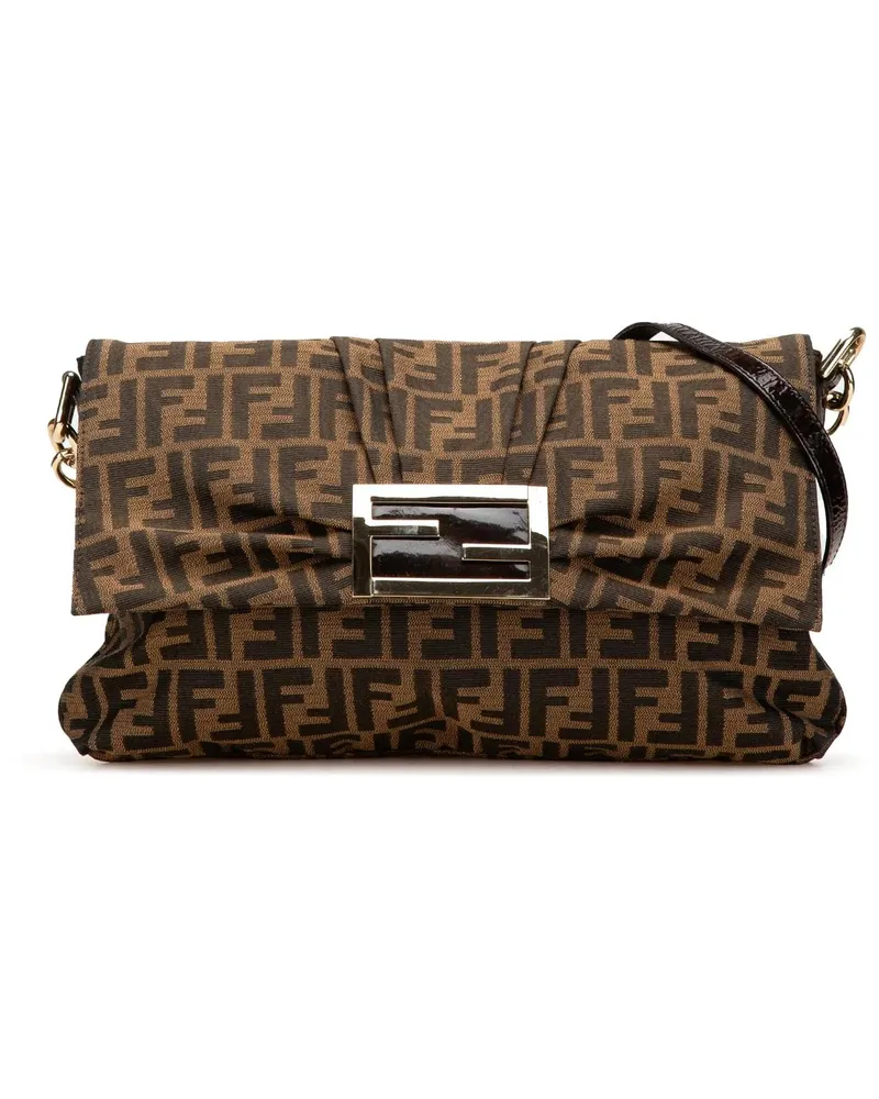 Fendi Hobo Bags Zucca Canvas Mia Flap Crossbody braun Braun
