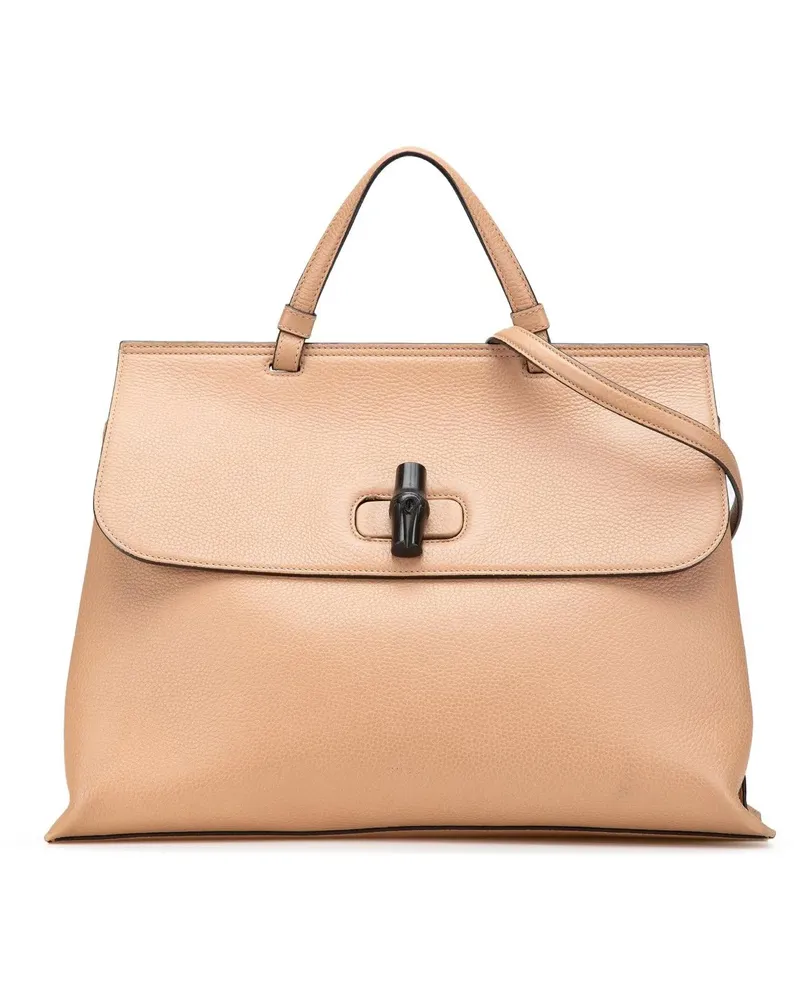 Gucci Hobo Bags 2000-2015 Large Leather Bamboo Daily Satchel braun Braun
