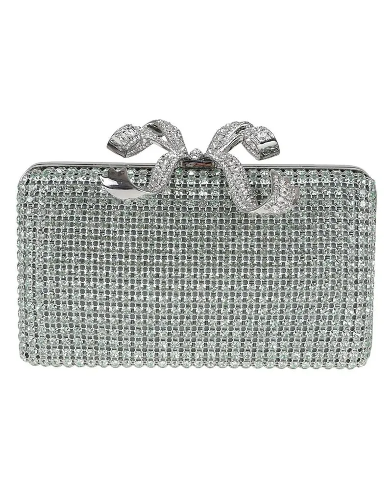 Self-Portrait Clutches Crystal-Encrusted Rectangular Clutch With Bow Clas grün Grün